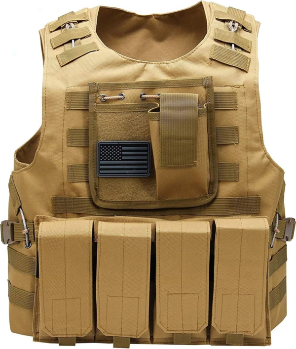 Airsoft Vest with US Flag Patch and Pouches