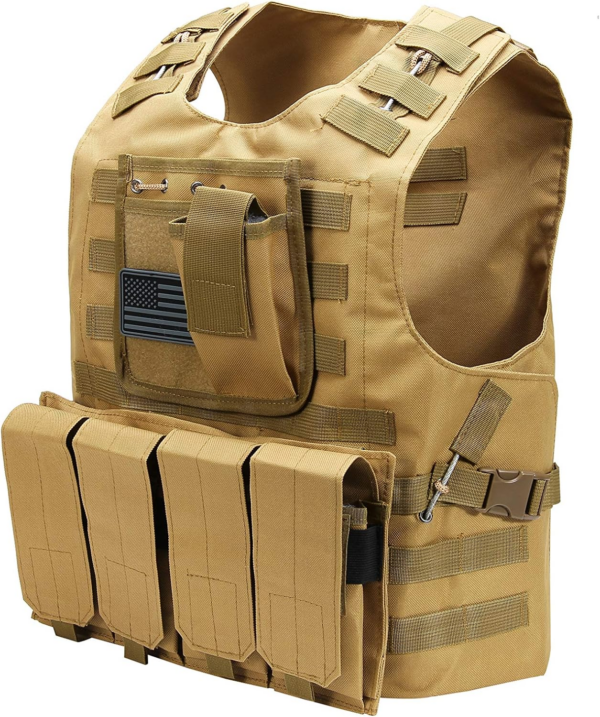 Airsoft Vest with US Flag Patch and Pouches - Image 3